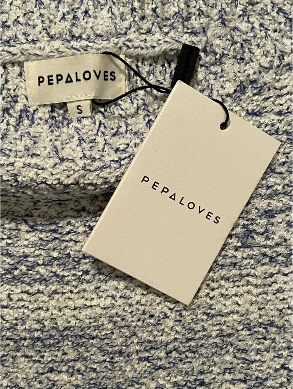 Pepaloves Womens Crop Sweater Blue Heathered Short Sleeve Crew Neck S New W Tags